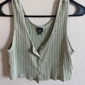 Wild Fable Green Crop Top Button Down